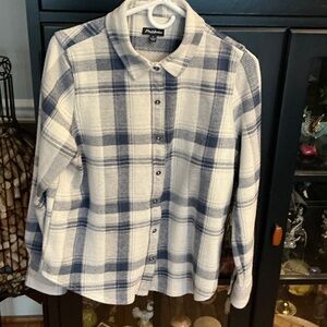 Plaid Flannel Button Down Shirt - Blue and White